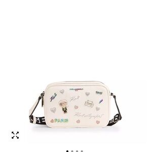 Karl Lagerfeld Cream Crossbody Bag with Fun Graphics